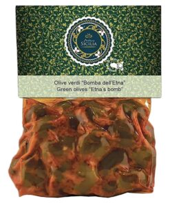 Antica Sicilia, Olive verdi bomba dell' Etna in busta con olio EVO