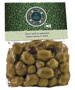 Antica Sicilia, Olive verdi fantasia in busta con olio EVO